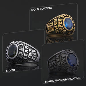 Bague d'École BOJ 018 Personnalisée en Argent et Diamant, Bague de Diplôme Universitaire Unisexe, Cadeau pour Fêtes et Occasions Spéciales, Prix Bas - Product Image 4