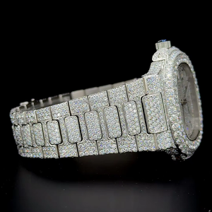 Montre Hip Hop pour homme 41 mm avec diamants Moissanite VVS 1 de qualité supérieure, mouvement automatique à quartz, or blanc. - Product Image 5