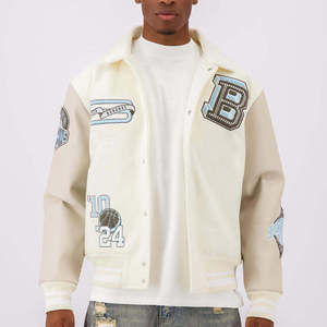 Veste universitaire d'hiver unisexe en molleton avec manches en laine, broderie de patchs en chenille personnalisés par le fabricant, style Letterman - Product Image 3