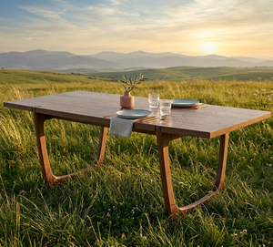 Table à manger minimaliste Lili en teck moderne, meubles de haute qualité pour maison contemporaine, appartement, bureau à domicile, salon - Product Image 5