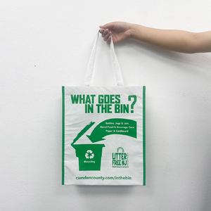 Sac de courses réutilisable imprimé sur mesure en tissu non tissé RPET, grande taille, écologique, avec poignées en sangle PP - Product Image 4