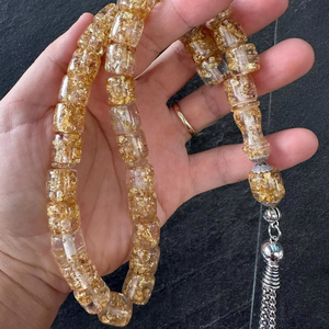 Rosario Tasbih de Resina Ecológica Hecho a Mano, Personalizable, con 33 Cuentas de Piedra Turquesa, Diseño Musulmán, para Oración Religiosa - Product Image 1