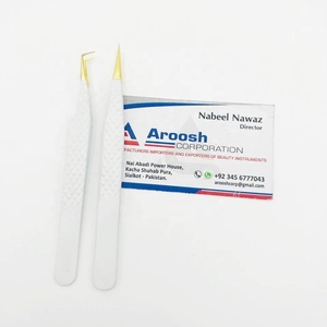 Pinzas de Acero Inoxidable Profesionales de Alta Calidad para Pestañas, con Punta de Diamante, Aislamiento Dorado, 90 Grados, Blancas, Personalizadas, Venta al Por Mayor - Product Image 6