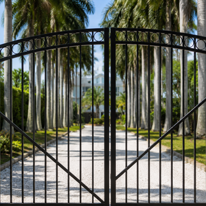 Portail d'entrée en métal noir cintrée, simple, en fer forgé, pour la sécurité des villas, des propriétés et des jardins - Product Image 3