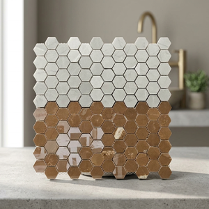 Design moderne linéaire dosseret mosaïque carreaux de mur diamant hexagonal Cube bande aléatoire porcelaine miroir verre 3D Look - Product Image 5