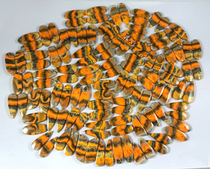 En gros, Paire de cabochons en Jaspe Abeille, pierre précieuse naturelle en cristal, forme ovale coussin, pierres lâches - Product Image 3