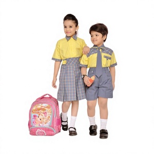 Conjunto Escolar de Verano de Alta Calidad para Niños y Niñas, Personalizado con Logotipo Bordado, Tela Oxford de Algodón Rojo Transpirable - Product Image 6