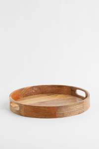 Plateau de service moderne et personnalisable en bois d'acacia écologique avec poignées, design de plat jetable pour hôtels et restaurants - Product Image 6