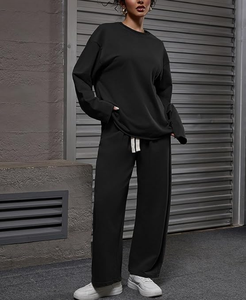 Ensembles décontractés 2 pièces grande taille pour femmes – Survêtements d'hiver 2026 – Sweat-shirt à col rond et pantalon de survêtement large – Tenues de détente – Survêtement - Product Image 5