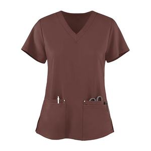 Durable Wholesale High Quality Nurse Uniform Jersey Fabric Breathable Summer Hospital <b>Scrubs</b> Customizable <b>Tops</b> For Women - Product Image 6