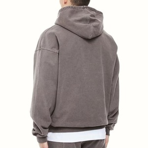Sudadera con Capucha Gris para Hombre, Corte Holgado, Color Sólido, Estilo Casual, con Bolsillo Delantero, 100% Algodón - Product Image 4