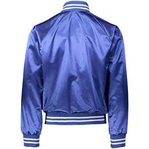 Chaqueta Bomber Amarilla de Satén para Hombre y Mujer, Chaqueta Varsity con Cierre y Franjas Laterales Doradas, Chaqueta Unisex de Estilo Urbano con Bordado Personalizado - Product Image 6