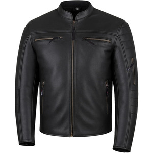 Blouson de moto unisexe personnalisable en cuir de buffle naturel avec protection CE, ventilation, noir, hiver, style cruiser - Product Image 1