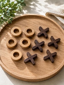 Jeu de Tic Tac Toe en bois fait main, jeu de croix et de points solide pour deux joueurs, idéal pour les fêtes, l'extérieur, l'intérieur, ou comme décoration de table basse - Product Image 5