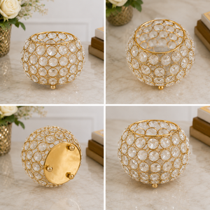 Modern Gold Crystal Tealight Holders Premium Candle Stand for Home, Hotel & Event Decoration Gold Metal Candle <b>Cups</b> - Product Image 3