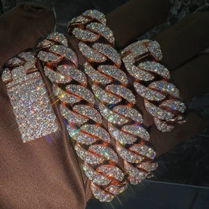 Conjunto de Reloj y Pulsera de Eslabones Cubanos Iced Out, Oro Rosa, Moissanita VVS, Tendencia, Superventas, Estilo Hip Hop, Lujo y Elegancia - Product Image 1