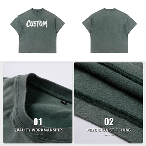 Custom Oversized Short Sleeve T-Shirt <b>Men's</b> Street Style Dripping Print Jersey Cotton O-Neck Front Logo - Product Image 4