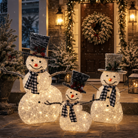 Bonhomme de neige lumineux en fer pour Noël, décor extérieur, LED blanc chaud, écharpe à carreaux Buffalo, pour pelouse, porche, jardin, vente directe usine