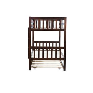 Letto a Castello Convertibile in Legno di Gomma con Letto Estraibile per Bambini con Scala di Sicurezza - Product Image 3