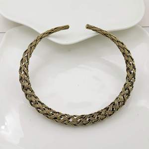 Vintage Braided <b>Rope</b> <b>Chain</b> Choker Necklace 22k Gold Plated Precious Metal Alloy Unisex Everyday Wear Style - Product Image 4