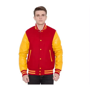 Chaqueta Varsity de Invierno con Mangas en Contraste y Dobladillo Acanalado, Hecha de Poliéster/Algodón Suave, Diseñada para Estudiantes, con Parche Personalizado en la Parte Delantera, Elegante - Product Image 2