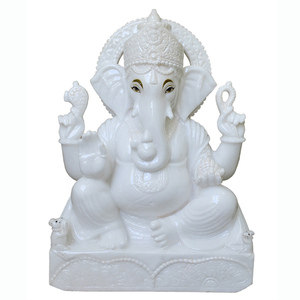 Pure White Marble Ganesh Statue 18 inch | Handcrafted Lord Ganesha Idol | Premium White Marble Ganpati Murti for Home Temple - Product Image 2