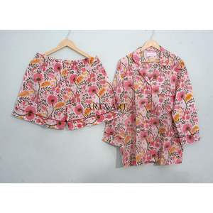 Conjunto de Pijama de Verano Clásico y Elegante 100% Algodón Puro con Estampado de Canguro, Bolsillos, Cordón Ajustable, Suave y Transpirable - Product Image 2