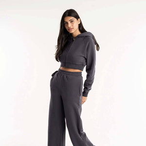 Top Sale Adults Girls Zip <b>Up</b> Crop Top Hoodies Fresh Material Design Your Own Style Adults Girls Cropped Top Hoodie In Low MOQ - Product Image 3