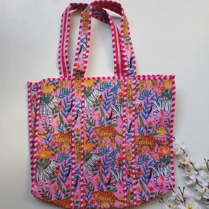 Eco Friendly Quilted Cotton Tote Bag Handmade Reusable Shopping Carry Bag Durable Soft Fabric Everyday Tote Bag - Product Image 1