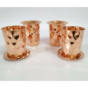 Pure Copper Hammered Tumbler Set |Traditional Ayurvedic Drinking Glass Handcrafted Eco-Friendly Metal <b>Drinkware</b> For Hotel & Home - Product Image 1