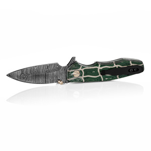 Premium Handforged Damascus Steel Pocket <b>Knife</b> 18.5cm Custom Folding <b>Knife</b> Fingerprint Micarta Handle Outdoor Camping EDC Gear - Product Image 4