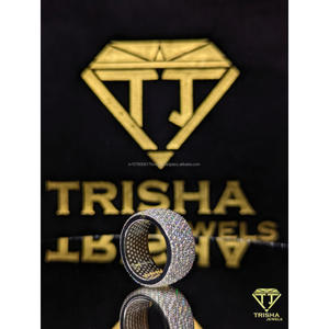 Luxury Full Iced Moissanite Diamond <b>Ring</b> in 925 Sterling <b>Silver</b> Hip Hop Statement Band for <b>Men</b> and Women By Trisha Jewels - Product Image 2