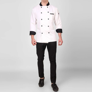 เสื้อเชฟผู้ชายแบบ OEM สกรีนโลโก้และขนาดตามสั่ง สำหรับงานครัว ทำอาหาร แขนยาว ดีไซน์เรียบง่าย ผลิตเพื่อจำหน่าย - Product Image 4