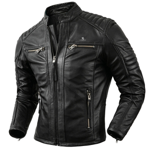 Men's <b>Vintage</b> Leather <b>Jacket</b> Genuine Leather <b>Motorcycle</b> Biker Casual Winter Outerwear Classic Streetwear <b>Jacket</b> - Product Image 6