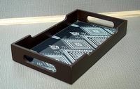 Plateau de service rectangulaire en bois, assiette décorative à motif géométrique, plat à thé et café pour la maison et l'hôtel