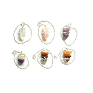 Mezcla de colgante de piedras preciosas con cordón de cuero, compra de colgantes curativos de piedras preciosas - Product Image 4