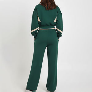 Ensemble de survêtement hiver hip-hop en molleton 100 % coton brodé, haut court et pantalon de jogging, confortable et de haute qualité - Product Image 3