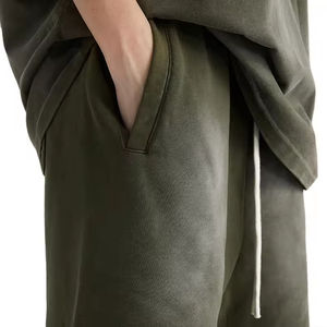 Pantalones Cortos de Algodón French Terry de 440 g/m² con Efecto Desgastado por el Sol, Estampado 3D en Relieve, Estilo Vintage, para Hombre, Deportivos, Lisos, con Lavado Ácido - Product Image 4