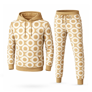 Survêtement à capuche bleu foncé pour homme, manches longues, broderie de lettres, streetwear, coupe ample, coton, vêtements d'automne - Product Image 2