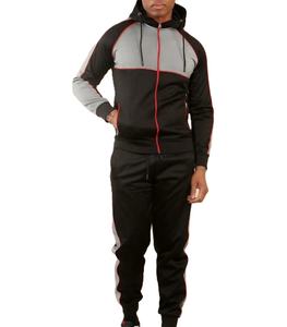 Chándal personalizado con bordado de chenilla y costura lateral, chándal apilado con cremallera y manga, pantalones de chándal Acampanados para hombre, conjuntos de dos piezas - Product Image 3