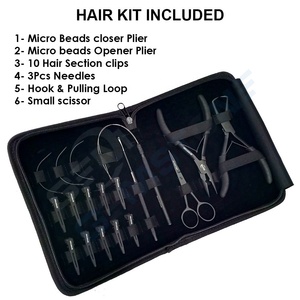 Hair Extension Micro <b>Bead</b> Tool <b>Kit</b> with Pliers Needles Hook Loop Scissors Professional Salon Hair Installation Tools Set - Product Image 2