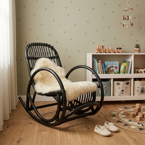 Silla Mecedora Infantil de Ratán Negro, Diseño Divertido, Muebles para Guardería, Asiento Infantil en Miniatura, Cuna Tipo Caja - Product Image 3