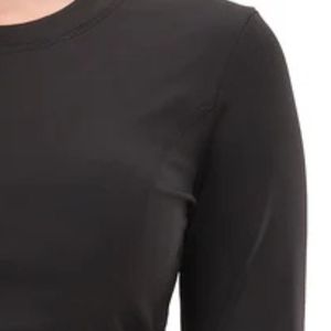 Camisa elegante de moda para mujer, negra, con abertura en la espalda, manga larga, fruncida, con detalle de lazo y ajuste ceñido - Product Image 3
