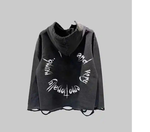Heavyweight Unisex Hoodie <b>Men</b> & Women – Custom Applique Logo, Distressed Oversized <b>Pullover</b>, Acid Wash - Product Image 2