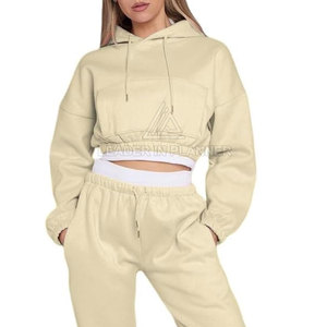 ราคาขายส่ง เสื้อครอปท็อปแฟชั่นล่าสุด คุณภาพสูง ชุดวอร์มผู้หญิง บริการ OEM ขั้นต่ำในการสั่งซื้อน้อย ชุดวอร์มเสื้อครอปท็อปผู้หญิง - Product Image 5