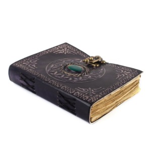 Journal artisanal en cuir marron épais avec stylo – Carnet de notes vintage avec papier à bords festonnés, idéal comme cadeau - Product Image 4