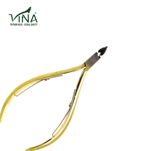 Herramientas profesionales para el cuidado de las uñas de acero al carbono Vina Vietnam, alicates para cutículas de doble resorte con chapado en oro para dedos - Product Image 4
