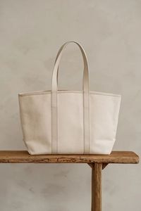 Sac fourre-tout en toile beige grande capacité, sac à main à bandoulière avec sangle en cuir, idéal pour les voyages et l'usage quotidien - Product Image 2