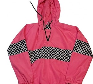 Windbreaker <b>Jacket</b> Canvas Hot <b>Pink</b> Solid Lightweight Hooded Stand Collar Embroidery Breathable Outdoor Sports Running Men Front - Product Image 5