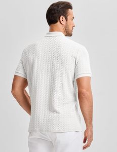 Camisa Polo Casual Aero Knit para Hombre, Texturizada, de Manga Corta, Elástica, para Golf, Vacaciones de Verano, Playa, con Cuello - Product Image 2